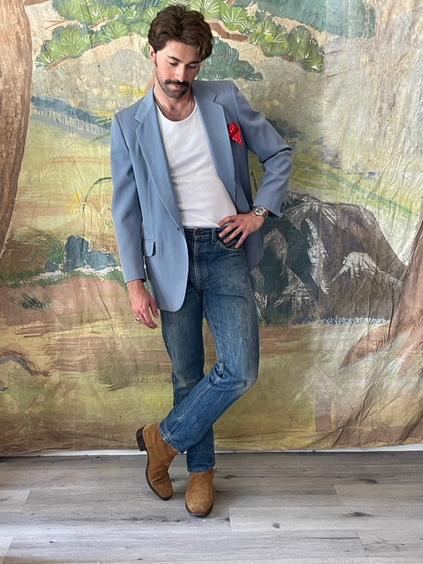 Vintage Jack Taylor Beverly Hills Chambray Blue Blazer