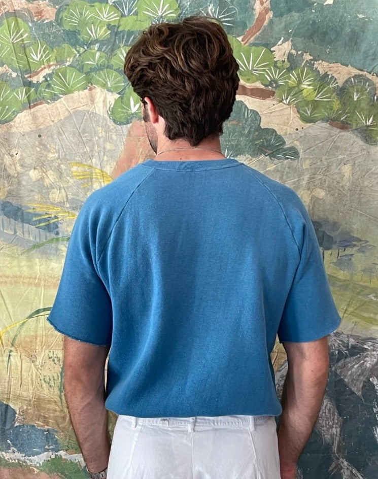Vintage Blue Cut-off Sleeve Sweatshirt