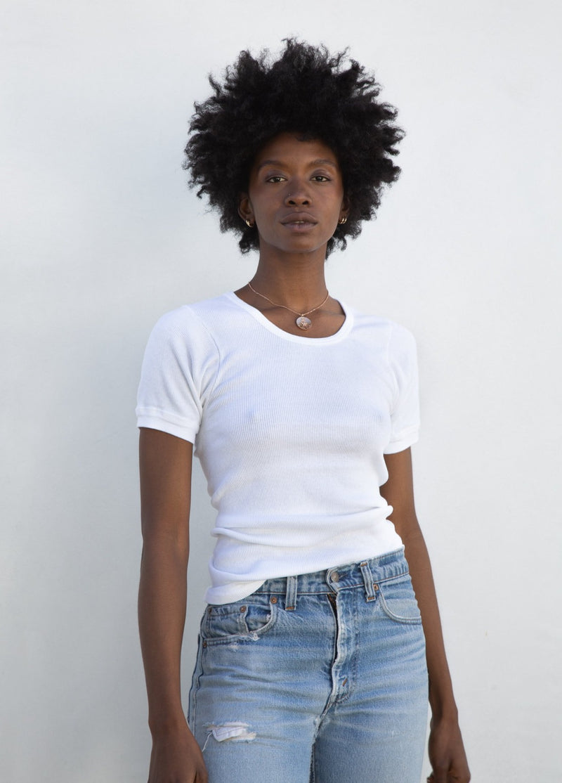 1980s Ribbed White T-Shirt