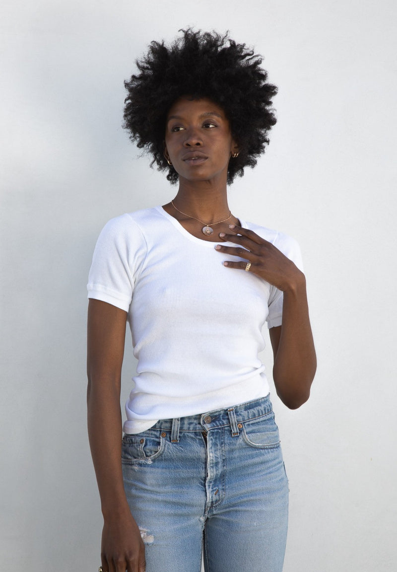 1980s Ribbed White T-Shirt