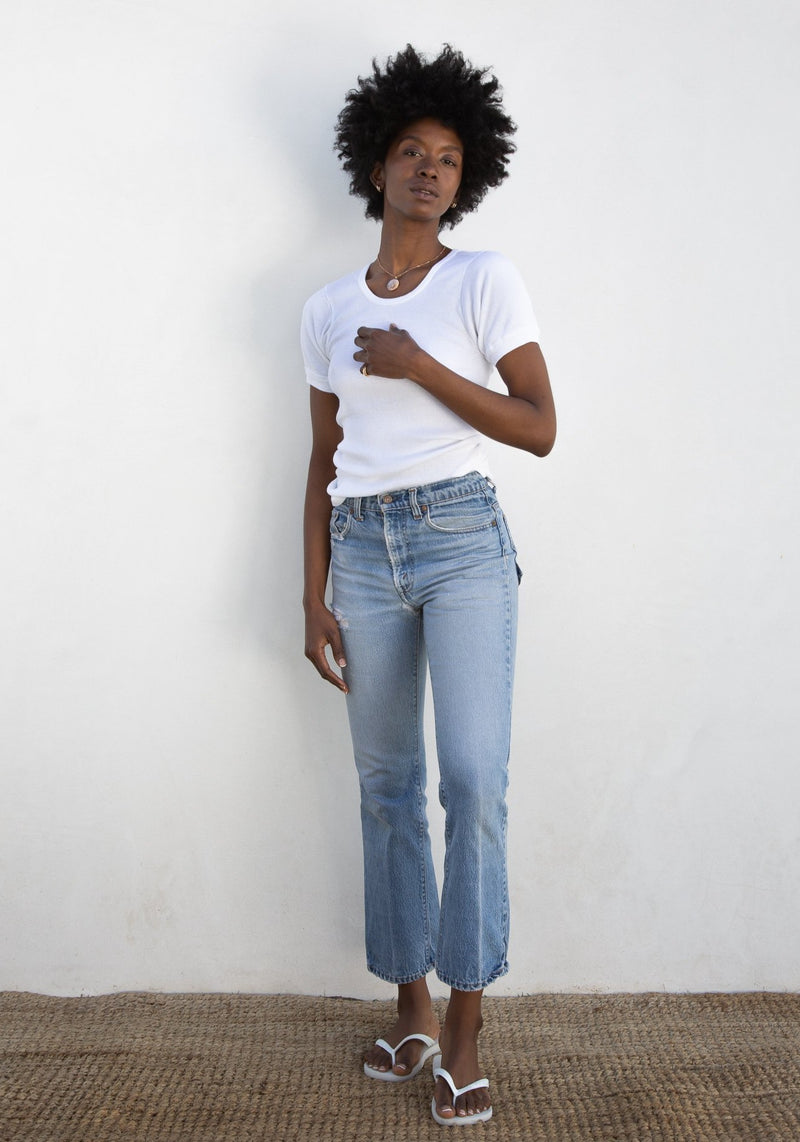 1980s Ribbed White T-Shirt