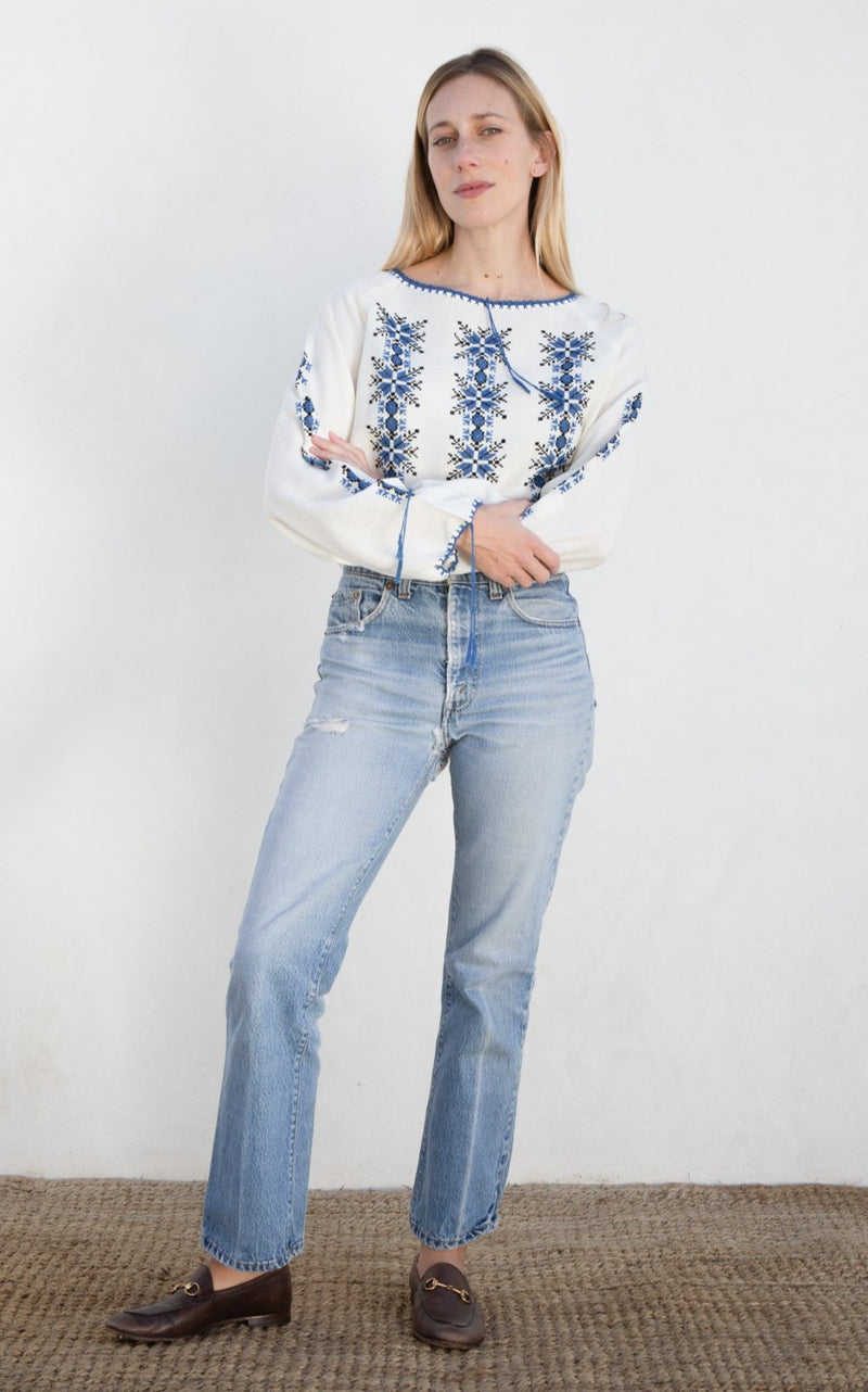 1970's Hungarian Hand Embroidered Blouse