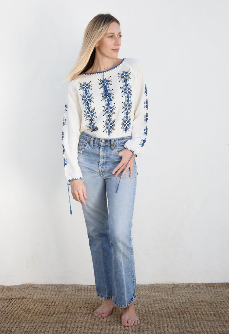 1970's Hungarian Hand Embroidered Blouse