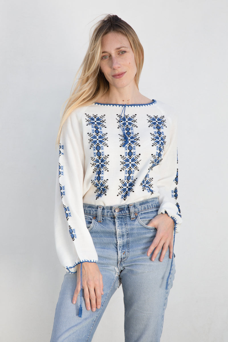 1970's Hungarian Hand Embroidered Blouse
