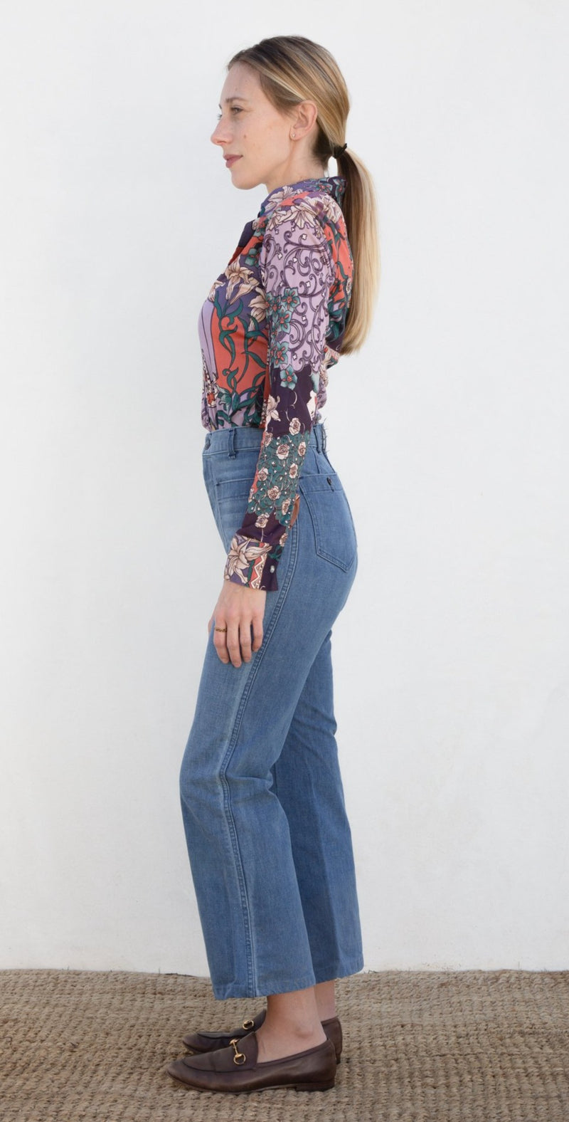 1970s Groovy Botanical Print Blouse