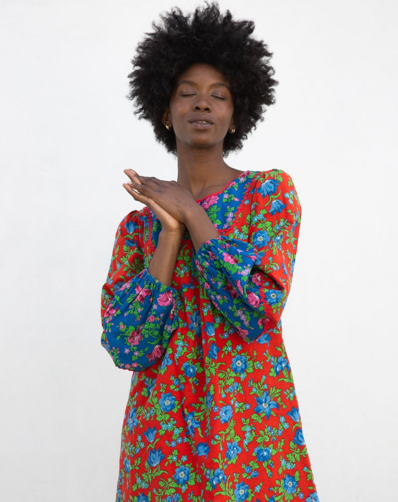 1960s Mixed Floral Micro Mini Dress