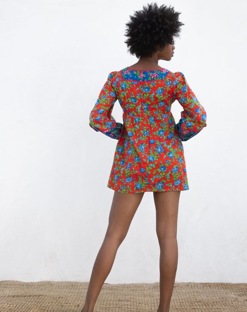 1960s Mixed Floral Micro Mini Dress