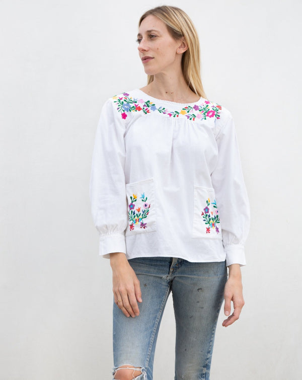 1970s Mexican Embroidered Peasant Top