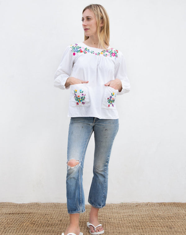 1970s Mexican Embroidered Peasant Top