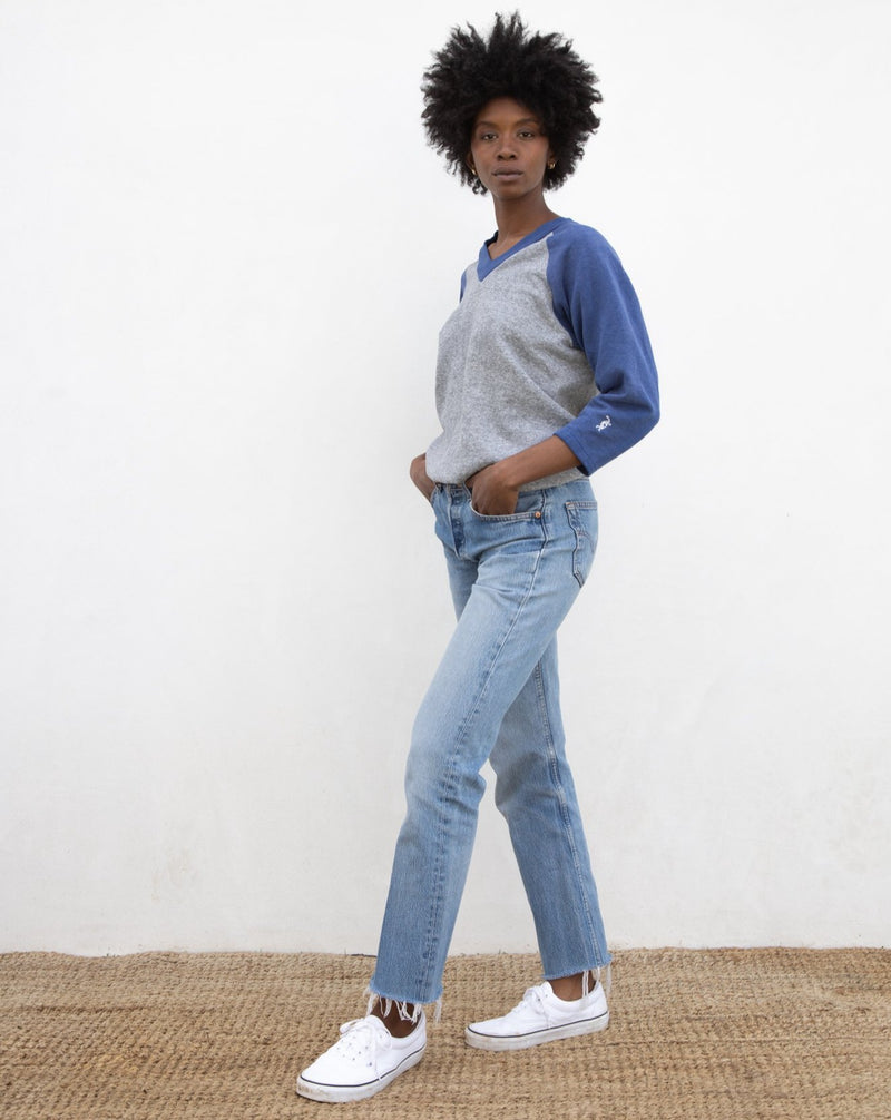 1980s Two Tone V Neck Sweatshirt