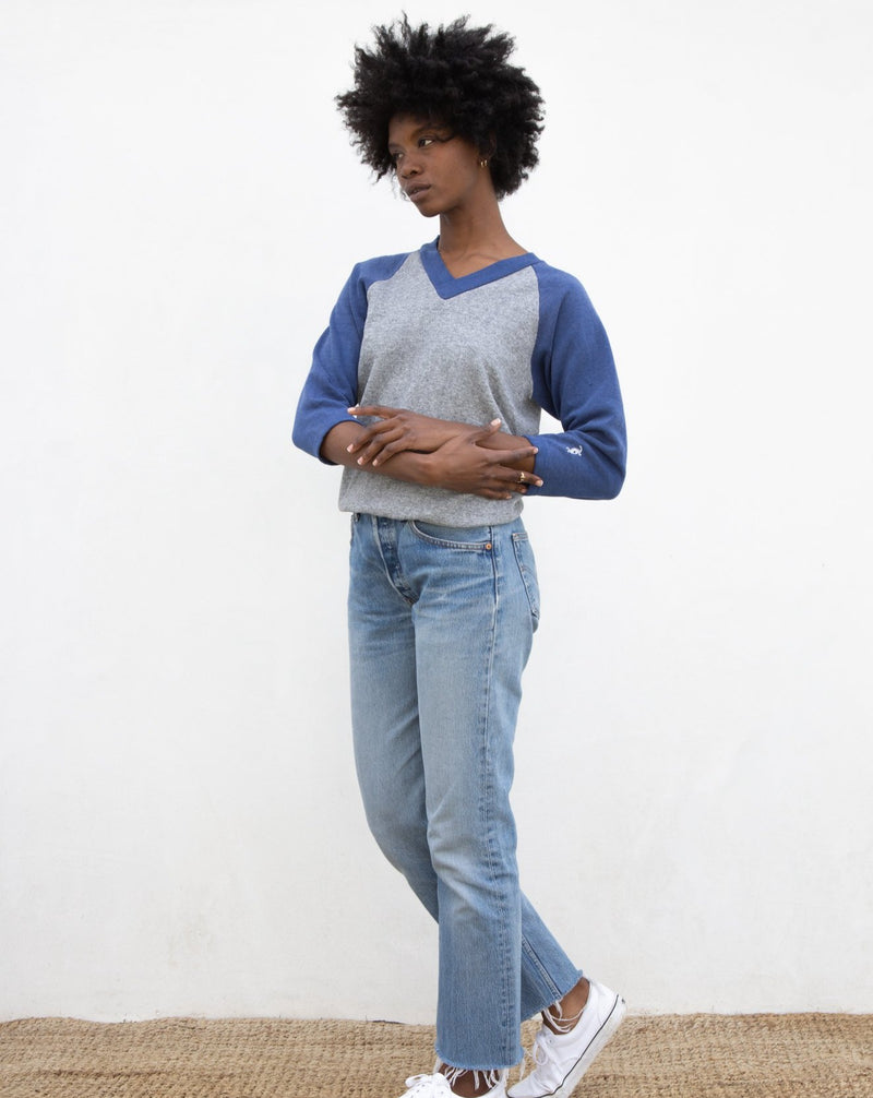 1980s Two Tone V Neck Sweatshirt
