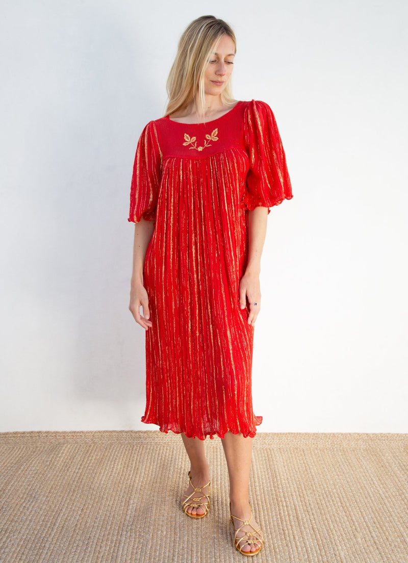 1970s Crinkle Gauze Dress