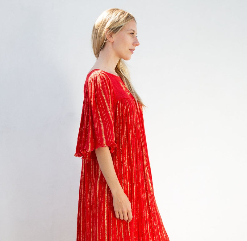 1970s Crinkle Gauze Dress