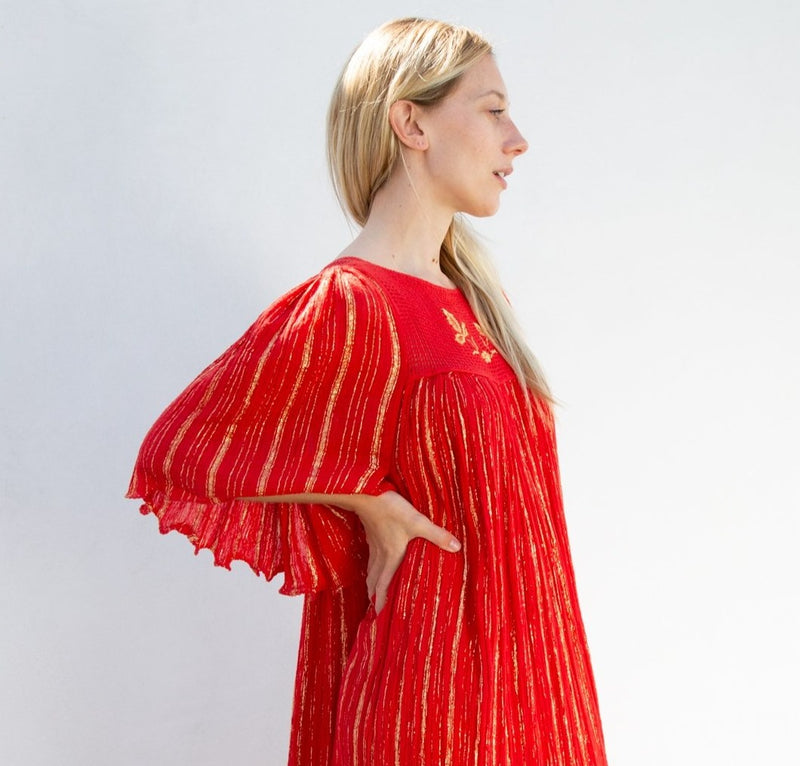 1970s Crinkle Gauze Dress