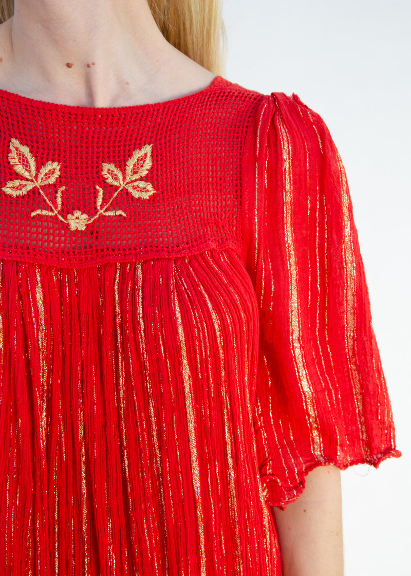 1970s Crinkle Gauze Dress