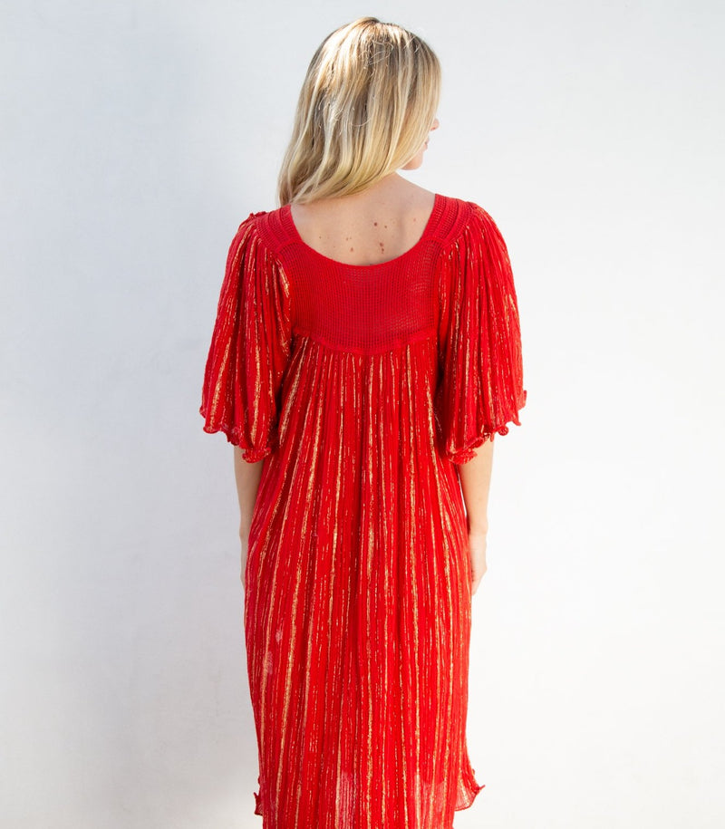 1970s Crinkle Gauze Dress
