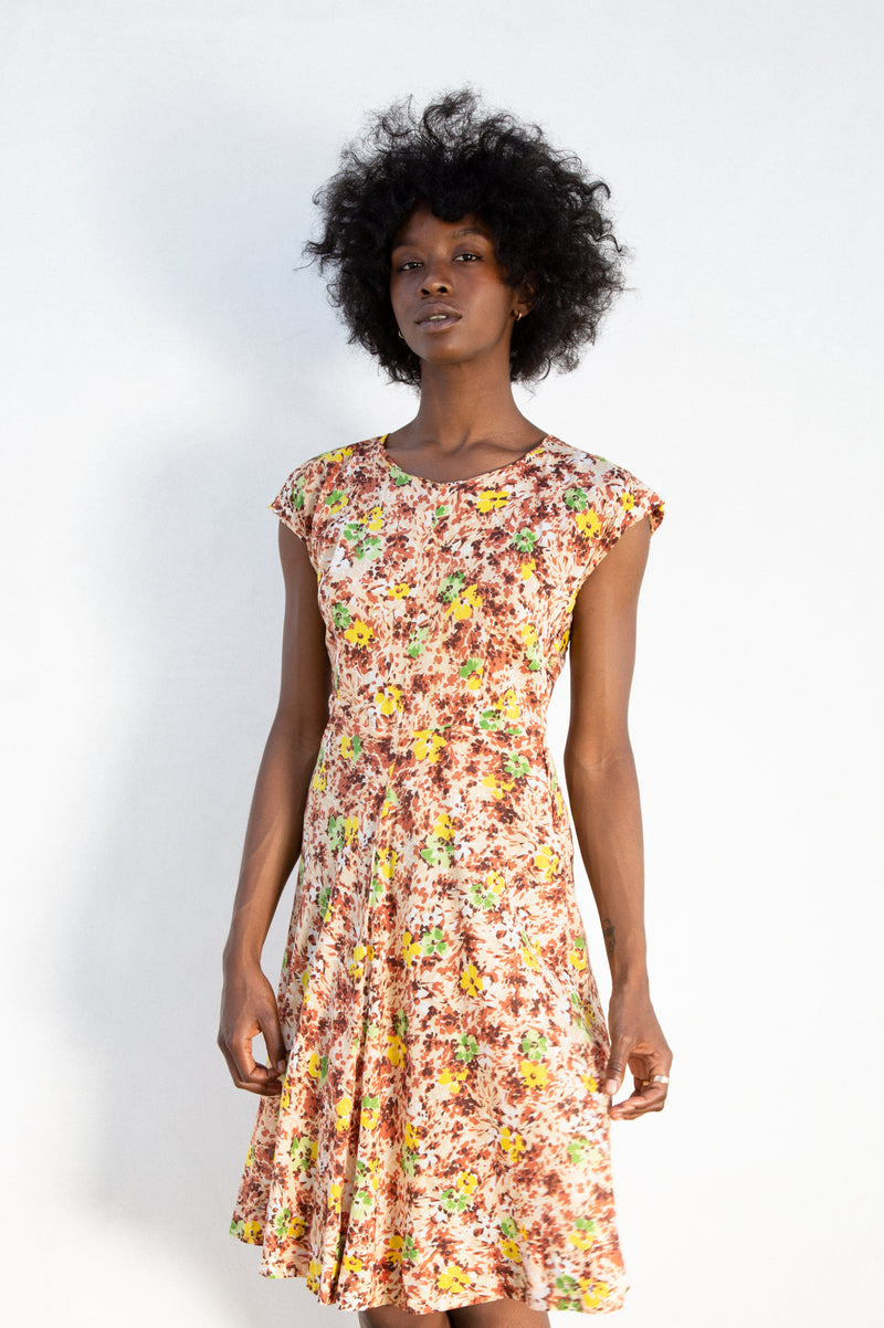 1940s Cotton Floral Dress