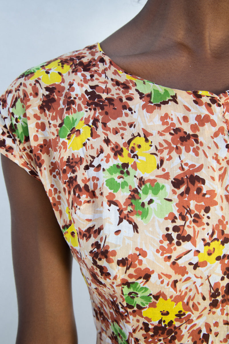 1940s Cotton Floral Dress