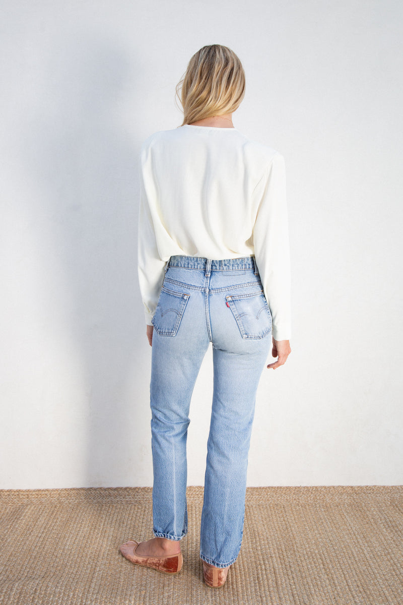 1980s Lace Dagger Collar Blouse