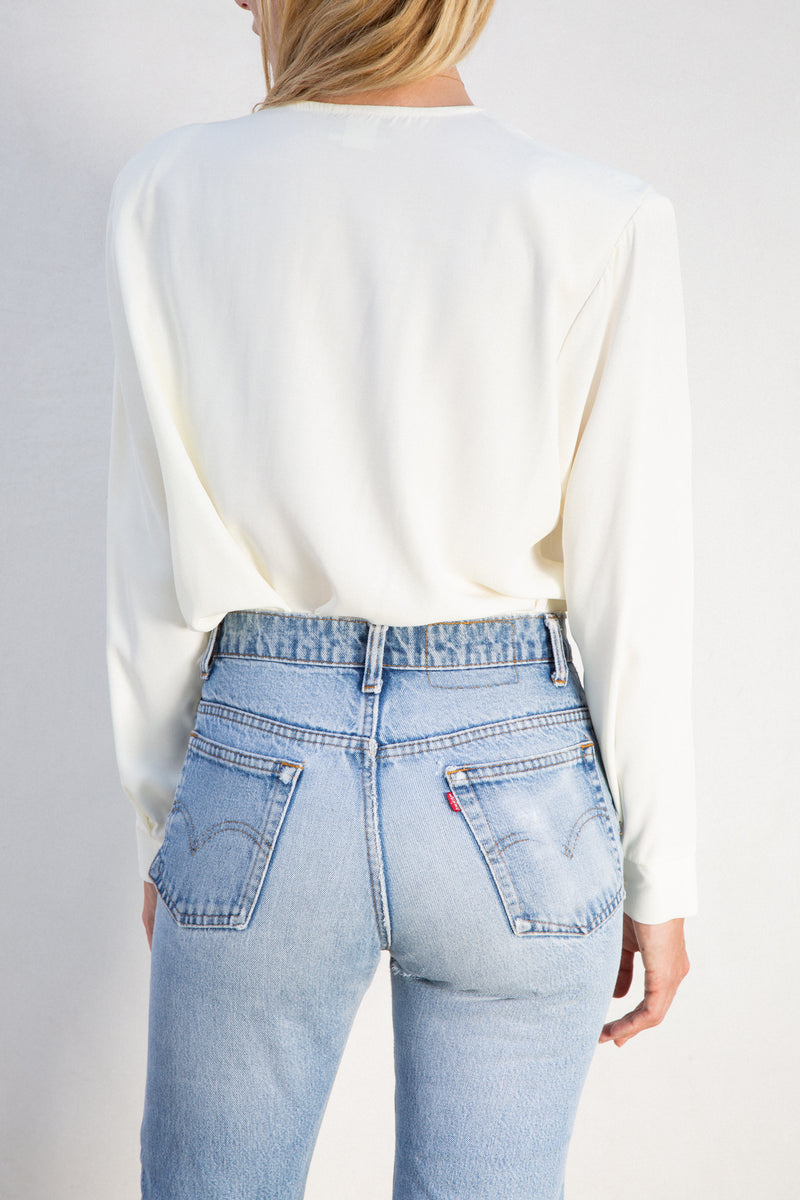 1980s Lace Dagger Collar Blouse