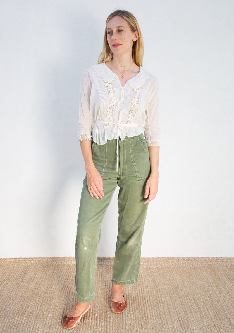 Edwardian Cotton Voile Blouse with Crochet Detail