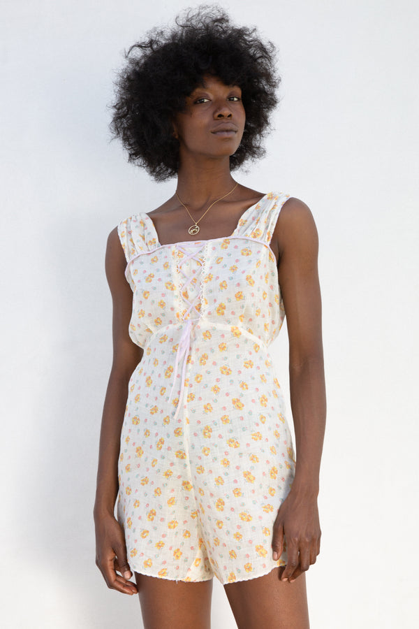 1930s Deadstock Montgomery Ward Floral Corset Romper