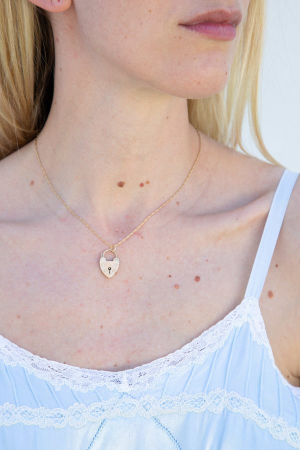 Vintage Heart Lock Pendant Necklace