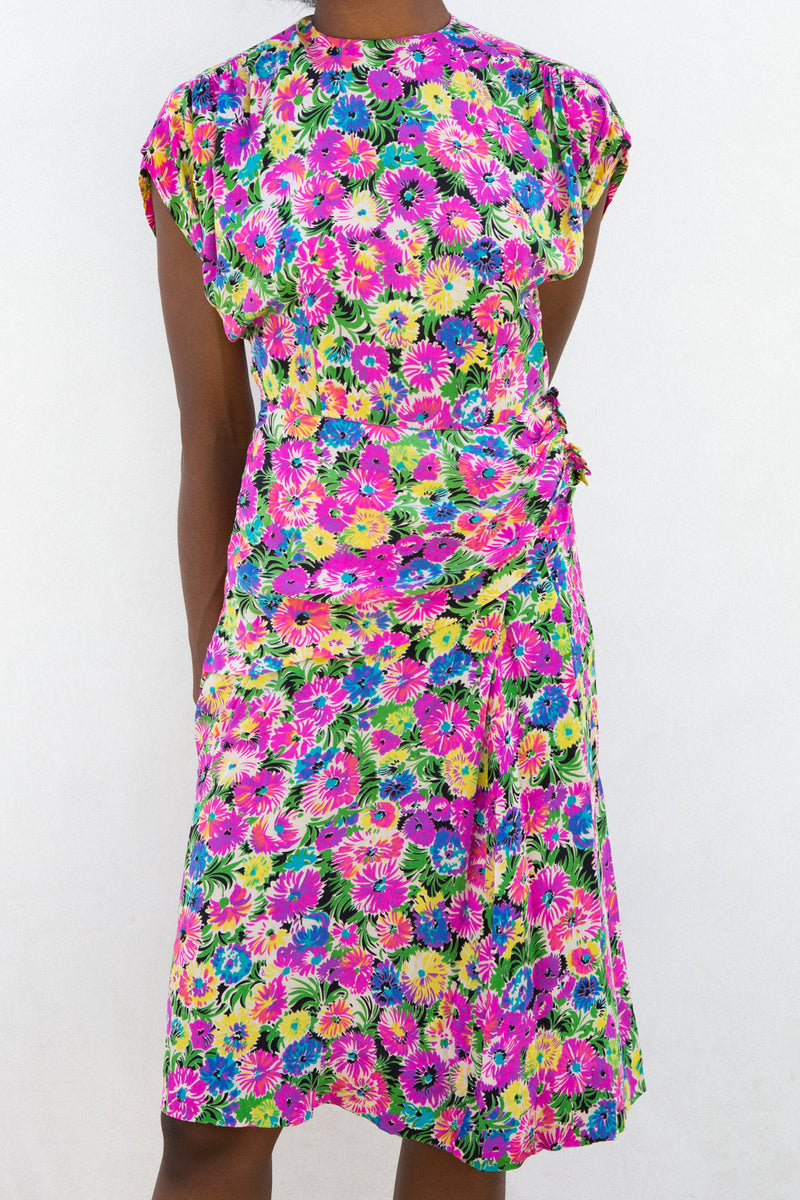 1940s Vibrant Floral Dress