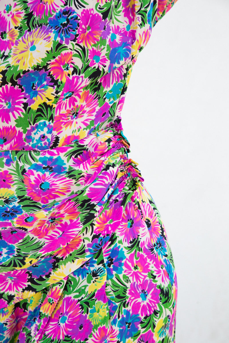 1940s Vibrant Floral Dress