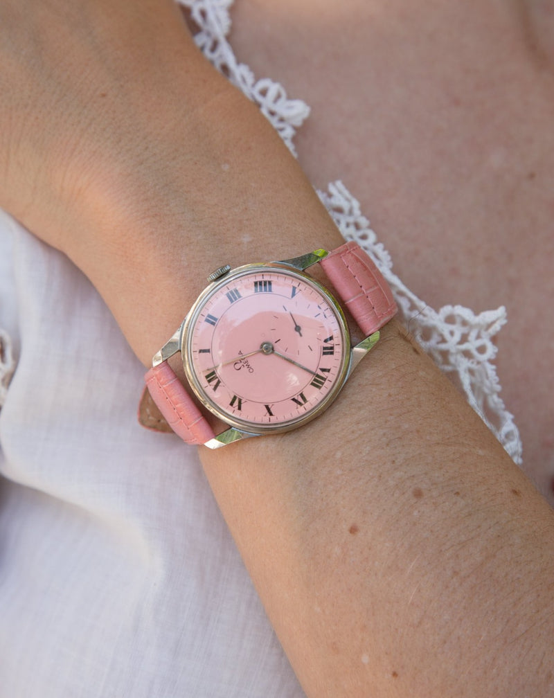1950s-1960s Custom Painted Pink Dial Omega Watch