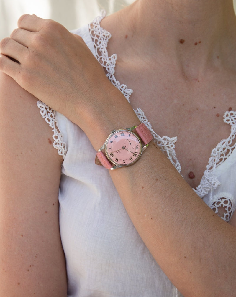 1950s-1960s Custom Painted Pink Dial Omega Watch