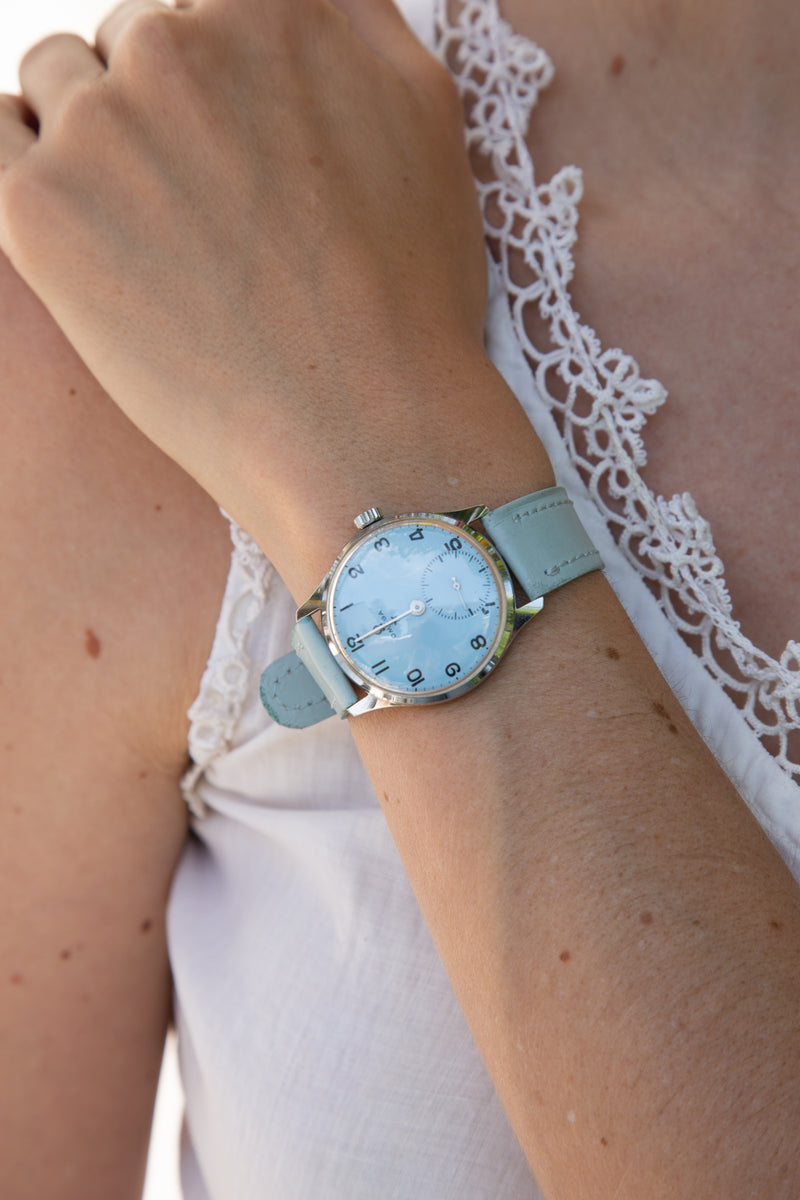 1950s-1960s Custom Painted Baby Blue Dial Omega Watch