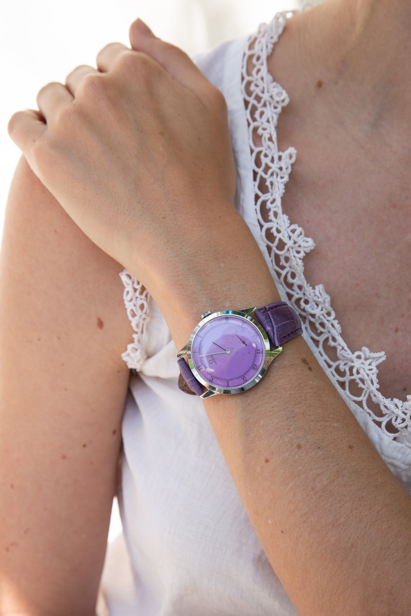 1950s- 1960s Custom Painted Purple Dial Omega Watch