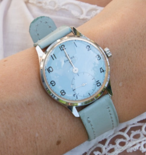 1950s-1960s Custom Painted Baby Blue Dial Omega Watch