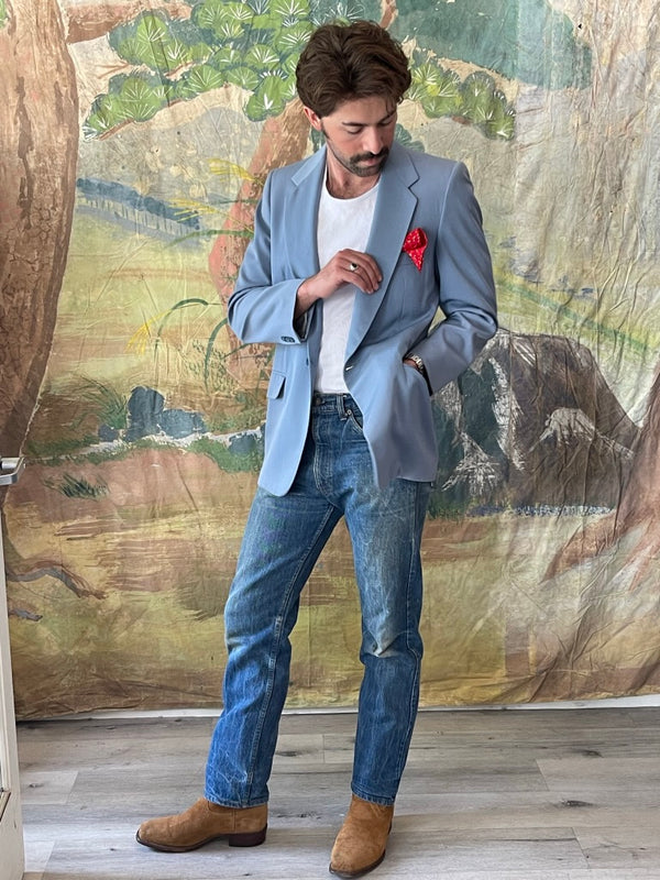 Vintage Jack Taylor Beverly Hills Chambray Blue Blazer