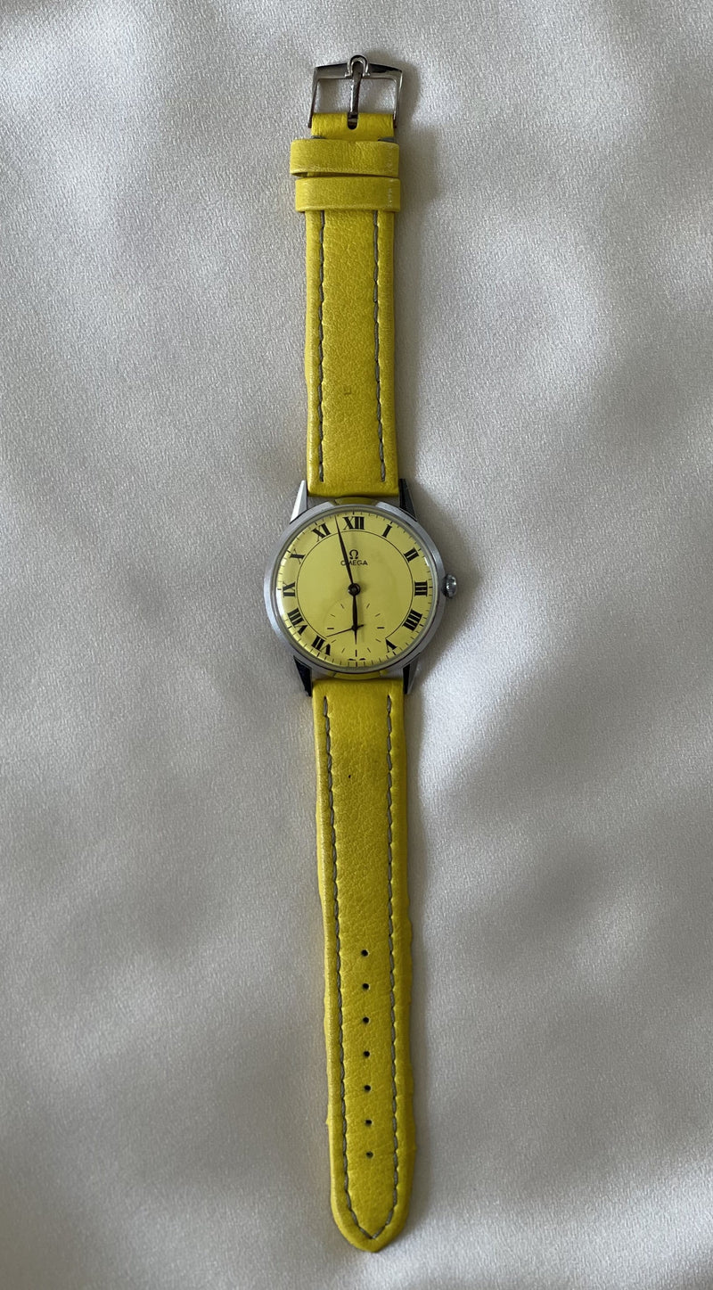 1950s-1960s Custom Painted Yellow Dial Omega Watch