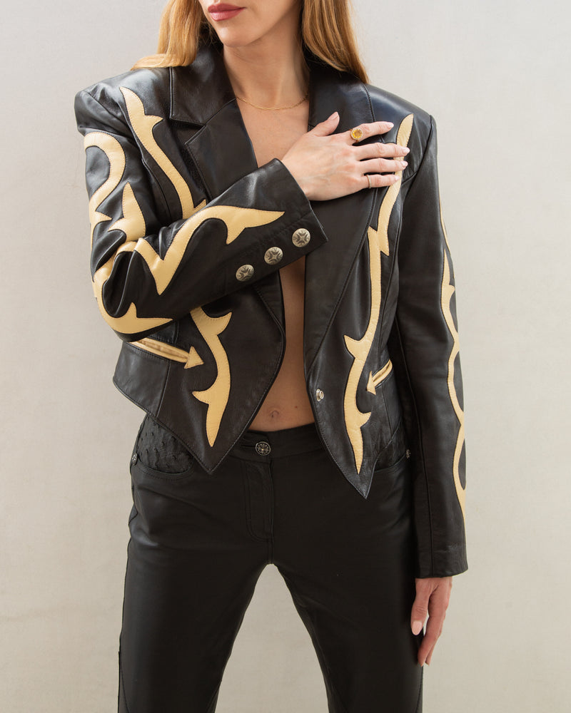 Vintage Leather Flame Jacket