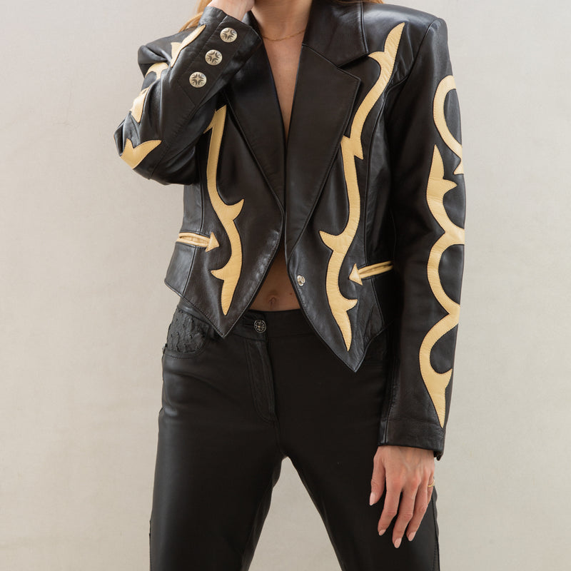 Vintage Leather Flame Jacket