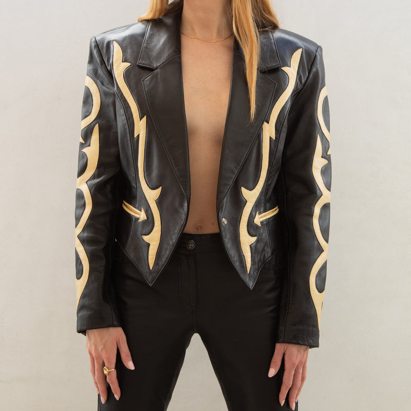Vintage Leather Flame Jacket
