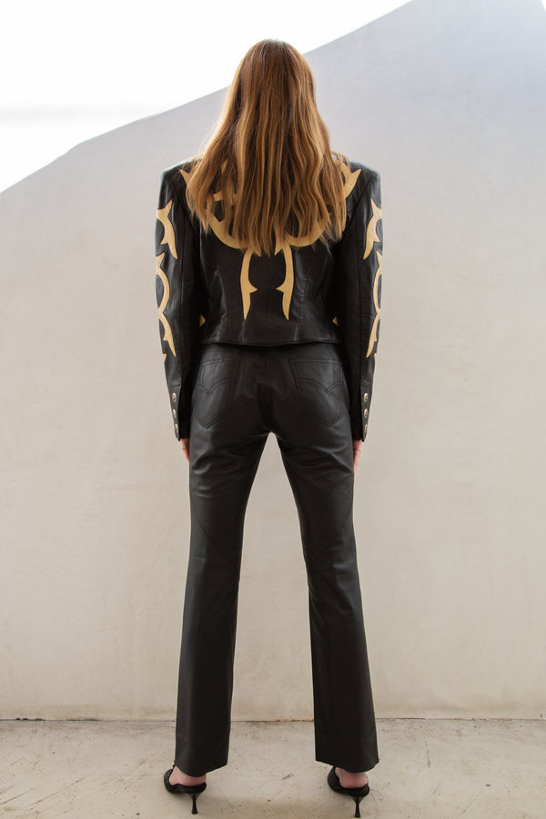 Vintage Leather Low Rise Kick Flare Pant