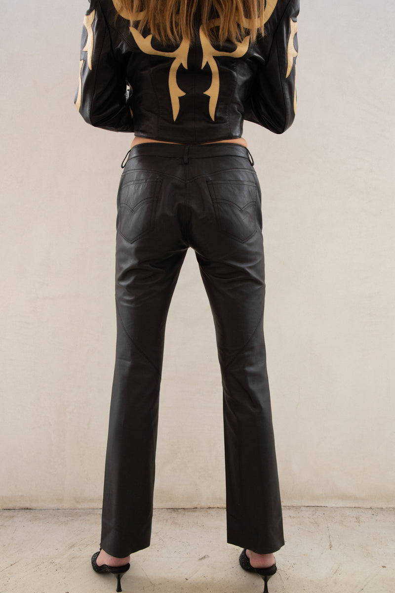 Vintage Leather Low Rise Kick Flare Pant