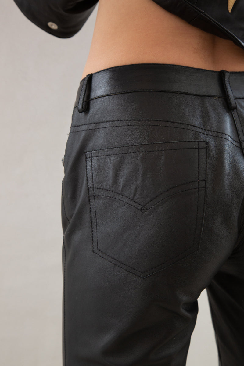 Vintage Leather Low Rise Kick Flare Pant