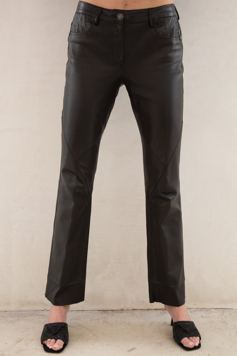Vintage Leather Low Rise Kick Flare Pant