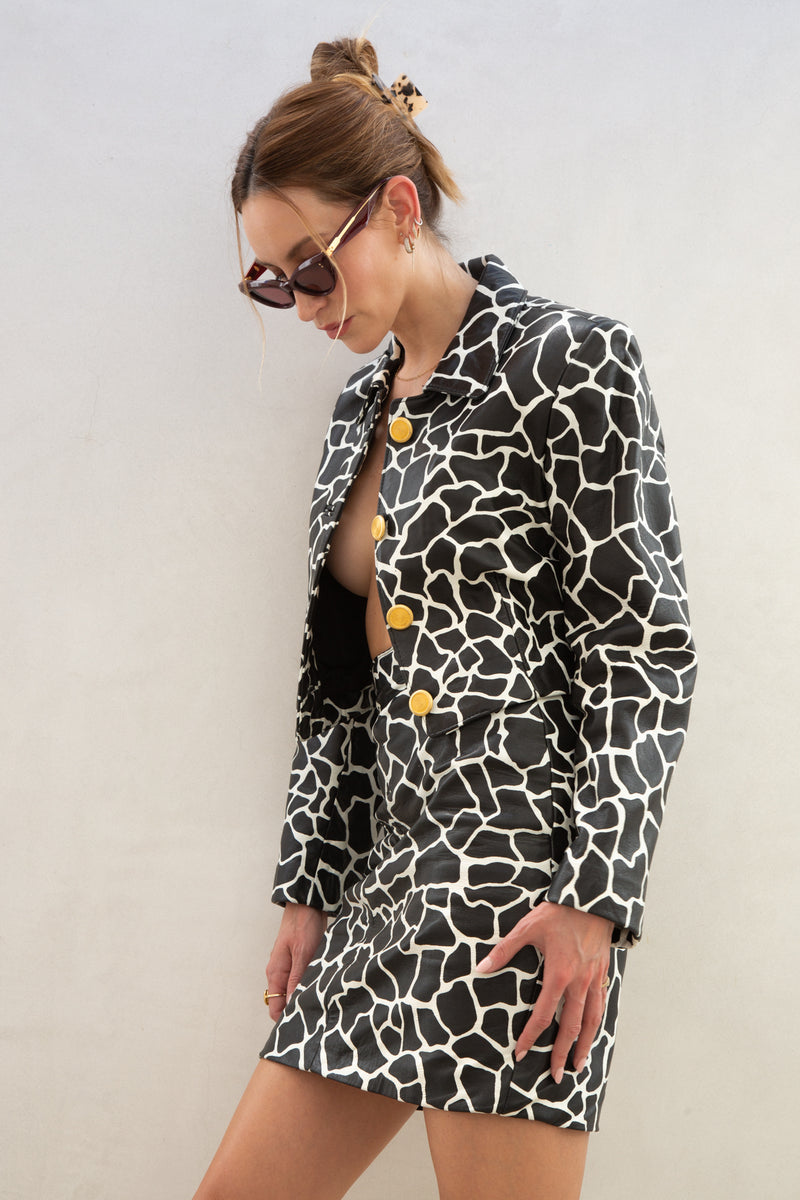 Vintage Leather Giraffe Print Set