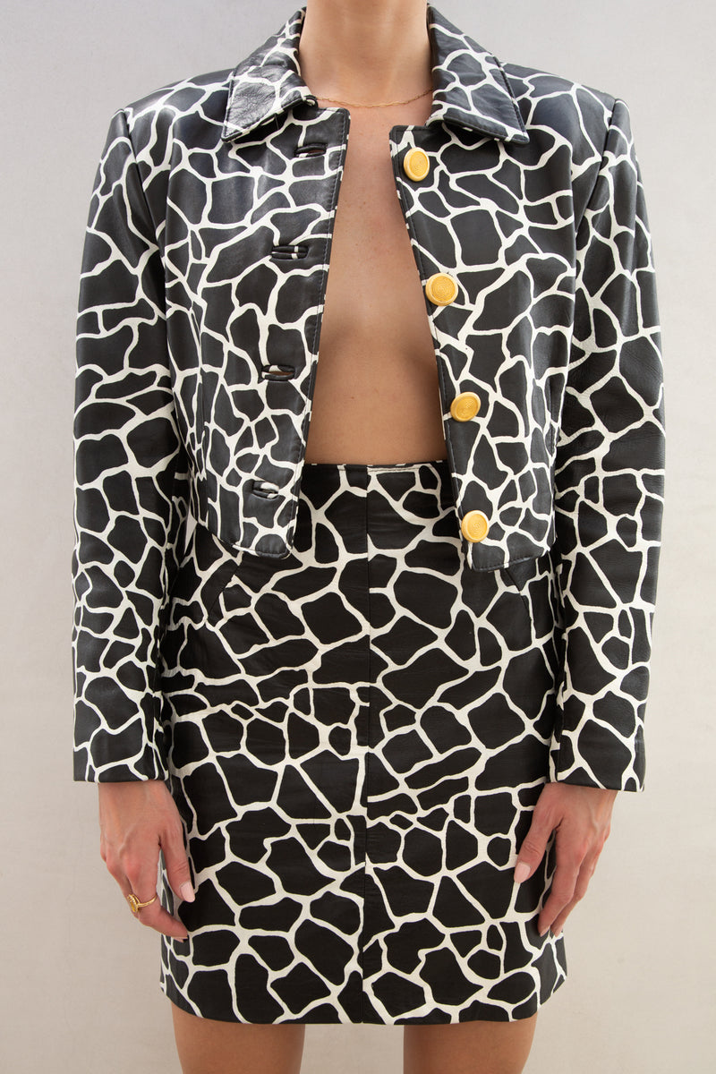 Vintage Leather Giraffe Print Set