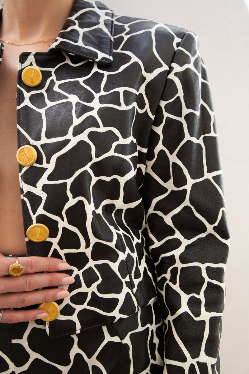 Vintage Leather Giraffe Print Set