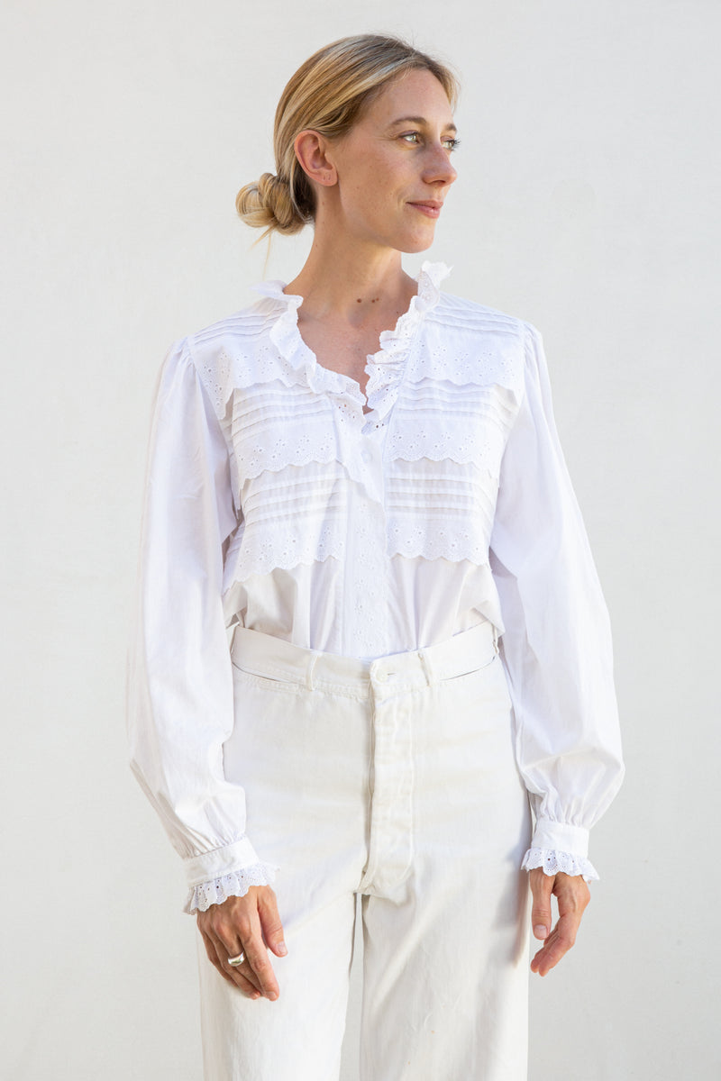 Vintage Eyelet Poet Sleeve Blouse