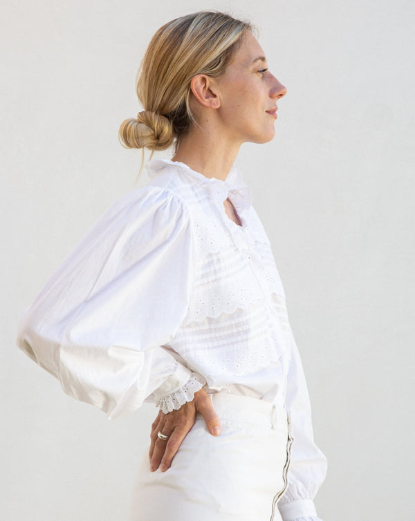 Vintage Eyelet Poet Sleeve Blouse