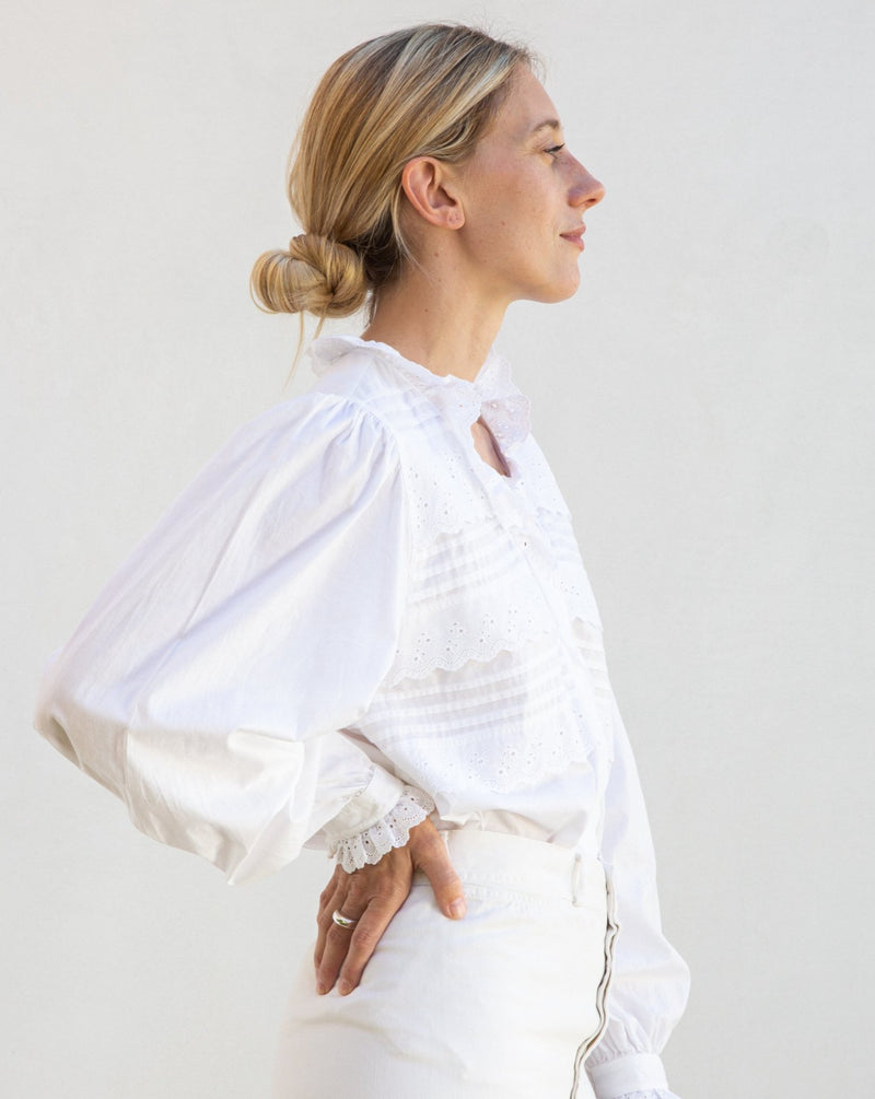 Vintage Eyelet Poet Sleeve Blouse
