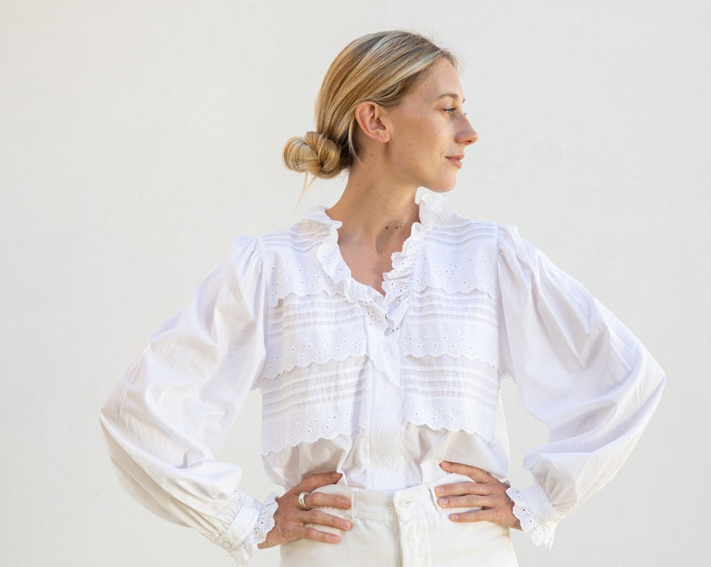 Vintage Eyelet Poet Sleeve Blouse